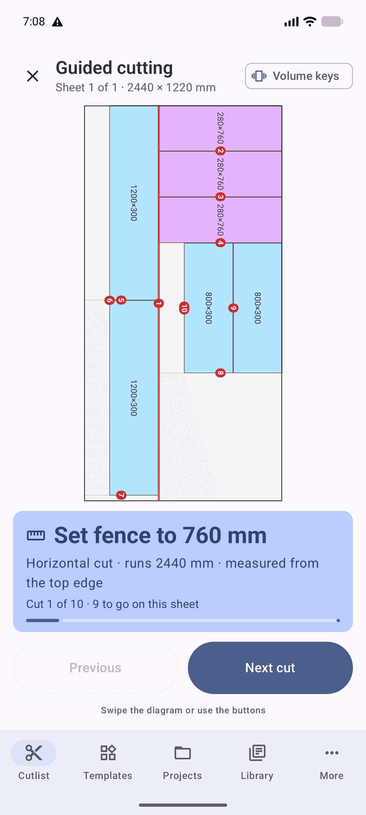 Cabsmith workshop mode guiding a cut